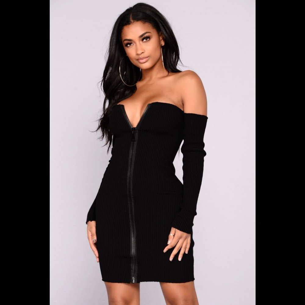 Zip up long sleeve dress